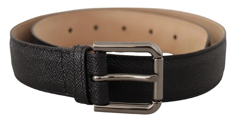 Dolce & Gabbana Elegant  Leather Belt with Metal Men's Buckle